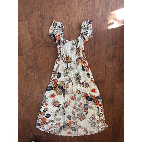 Tropical Floral Maxi Romper Dress High Slit festival Whimsical Fairy Large - Picture 3 of 5